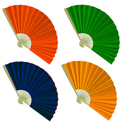 Image showing Set traditional Folding Fans. Vector illustration.