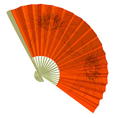 Image showing traditional Folding Fans with a flower. Vector illustration.