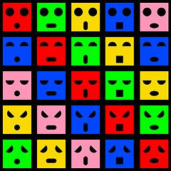 Image showing Icons of smiley emotion faces. Vector illustration.