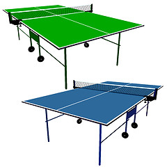 Image showing Ping pong blue and green table tennis. Vector illustration.