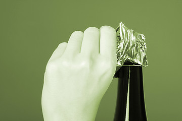 Image showing Opening champagne bottle