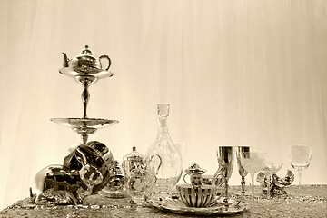 Image showing Silver and glass