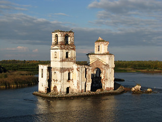 Image showing flooded ruined church, russia