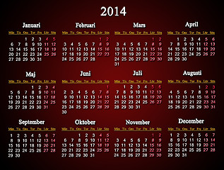 Image showing beautiful claret calendar for 2014 year