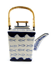 Image showing Asian style blue and white teapot