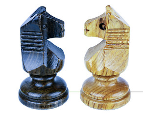 Image showing two chess horse faced