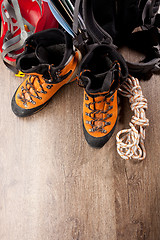 Image showing backpack and shoes backpackers