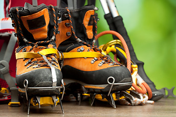 Image showing backpack and shoes backpackers