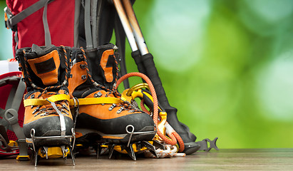 Image showing backpack and shoes backpackers