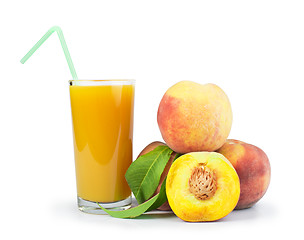 Image showing Peaches and glass with juice