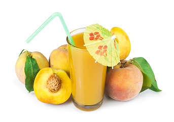 Image showing Peaches and glass with juice