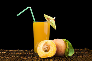 Image showing Peaches and glass with juice