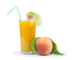 Image showing Peaches and glass with juice