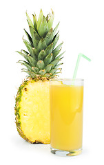 Image showing Pineapple and glass of juice