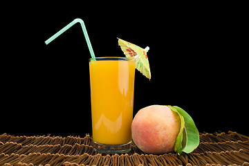 Image showing Peaches and glass with juice