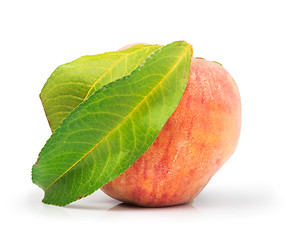 Image showing Peach and leaf