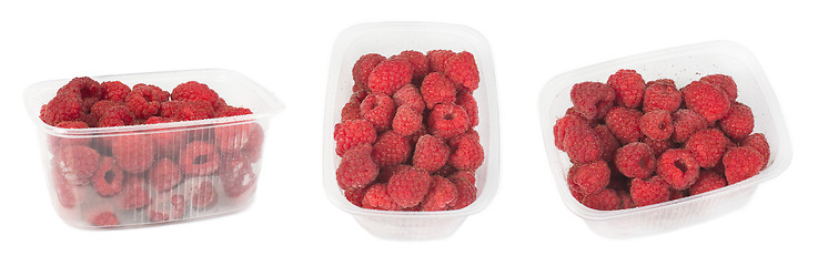 Image showing Packed Raspberries white isolated
