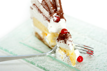 Image showing whipped cream and ribes dessert cake slice