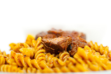 Image showing fusilli pasta with neapolitan style ragu meat sauce