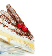 Image showing whipped cream and ribes dessert cake slice