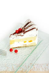 Image showing whipped cream and ribes dessert cake slice