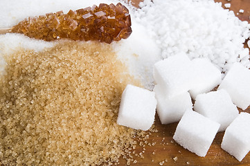 Image showing Various kinds of sugar close up 