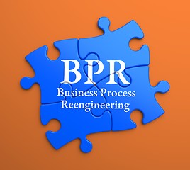 Image showing BPR on Blue Puzzle Pieces. Business Concept.