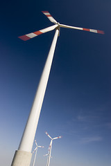 Image showing Windfarm against dark blue sky