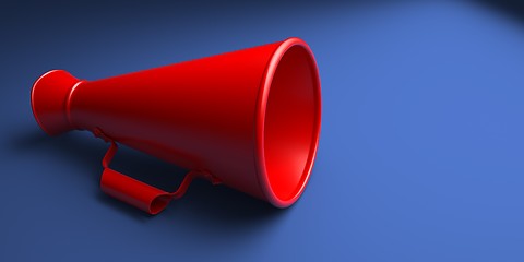 Image showing Old Red Megaphone or Bullhorn Isolated.