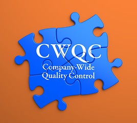 Image showing CWQC on Blue Puzzle Pieces. Business Concept.