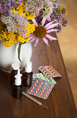 Image showing Still life from medicinal herbs and medicines