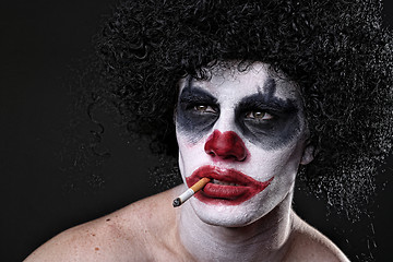 Image showing Spooky Clown Portrait on Black Background