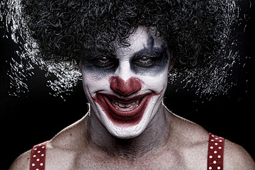 Image showing Spooky Clown Portrait on Black Background