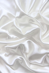 Image showing Smooth elegant white silk as wedding background 