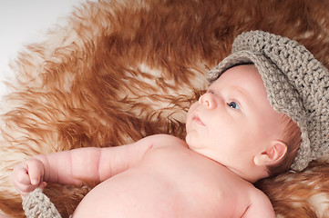 Image showing Newborn baby in knitted hat