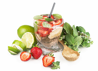 Image showing mojito strawberry cocktails on a white background