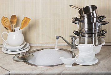 Image showing Ware washing in kitchen