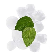 Image showing ice cubes, mint sheets