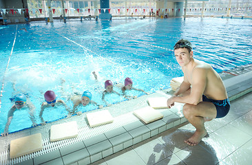 Image showing happy children group  at swimming pool