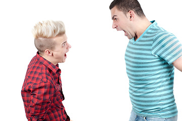 Image showing Two man screaming on each other