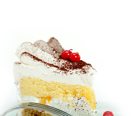 Image showing whipped cream and ribes dessert cake slice