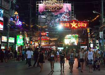 Image showing PATONG, THAILAND - APRIL 26, 2012: People walk in the evening on