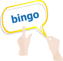 Image showing hands holding abstract cloud with bingo word