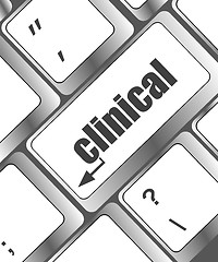 Image showing clinical text on laptop computer keyboard
