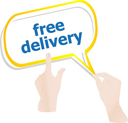 Image showing hands holding abstract cloud with free delivery word