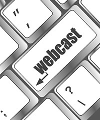 Image showing computer keyboard with webcast word on enter button