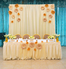 Image showing Tables decorated with flowers