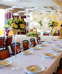 Image showing Tables decorated with flowers