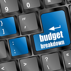 Image showing budget breakdown words on computer pc keyboard