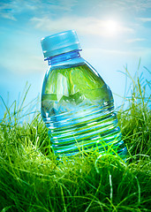 Image showing Water bottle on the grass